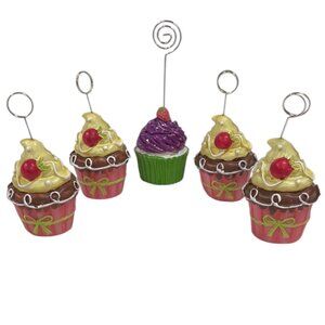 Set of 5 Adorable and Colorful Cupcake Placecard or Photo Holders